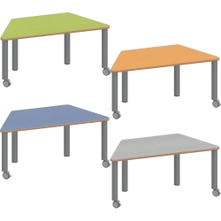 Mobile Preview: Trapeztisch ZALOTTI in 8 Höhen + Linoleumbelag 4 Farben Stahlbeine 2 Rollen